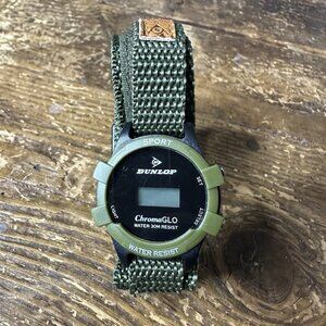 Vintage Dunlop ChromaGLO Wrist Watch Sport Water 30M Resist Army Green Unisex